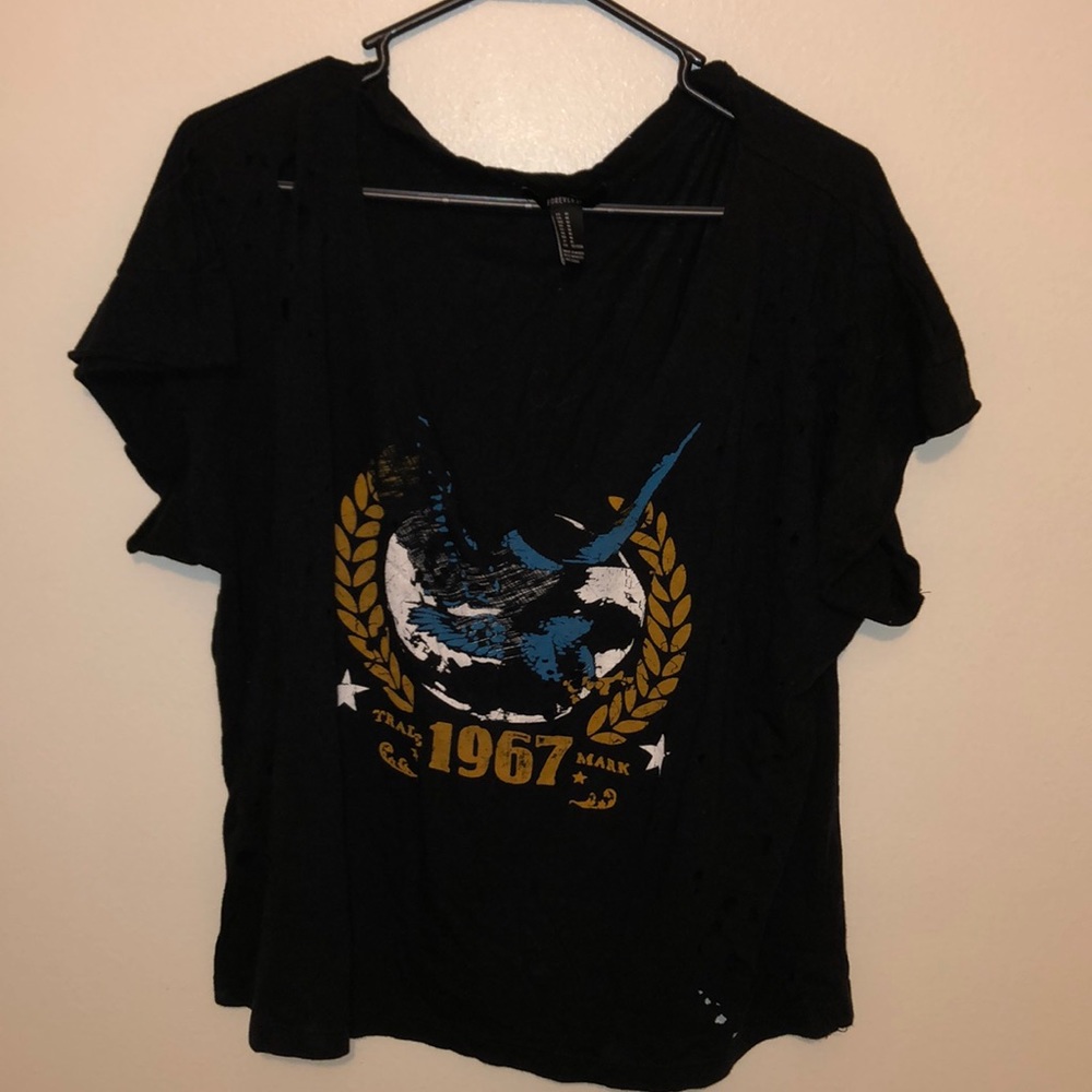 Distressed black graphic tee